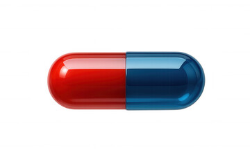 Red and blue pill capsule representing choice, decision, solution, matrix concept, or medical treatment