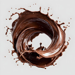 chocolate liquid splash isolated on transparent white background