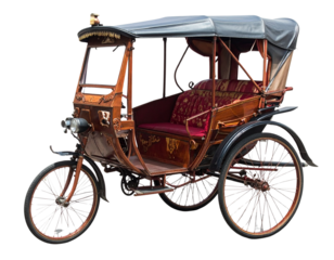 Modern Auto Rickshaw in Vibrant Yellow and Green, Street Perspective, Transparent PNG 