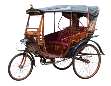 Modern Auto Rickshaw in Vibrant Yellow and Green, Street Perspective, Transparent PNG 