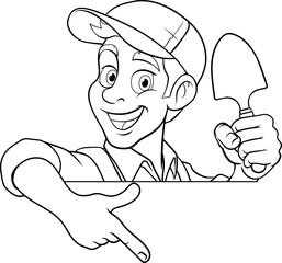 Gardener Garden Trowel Cartoon Handyman Man Mascot