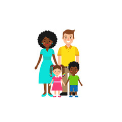 Vector Illustration of Happy Family with Two Children &mdash; Parenthood and Family Love Concept Representing Diversity and Togetherness