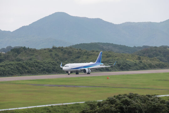 Passenger jet touching down at Iwami Airport