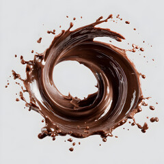 chocolate liquid splash isolated on transparent white background