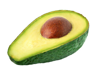 Half of green avocado isolated on white background