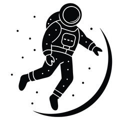 spacewalk Silhouette Icon Vector Art