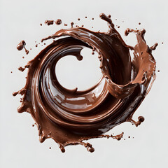 chocolate liquid splash isolated on transparent white background