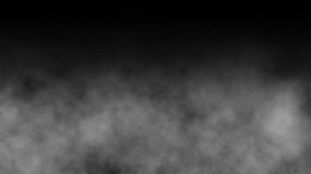 White smoke vapour cloud sky smog flowing mystic effect on black chroma key alpha channel background