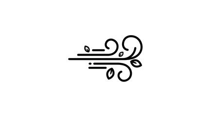 Stylized wind blowing leaves icon illustration.