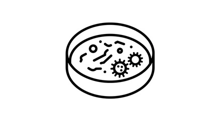 Petri Dish with Microorganisms and Viruses Scientific Icon.