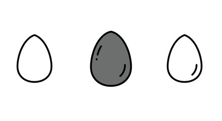 Stylized Egg Icons Set with Outline and Solid Filled Variations.