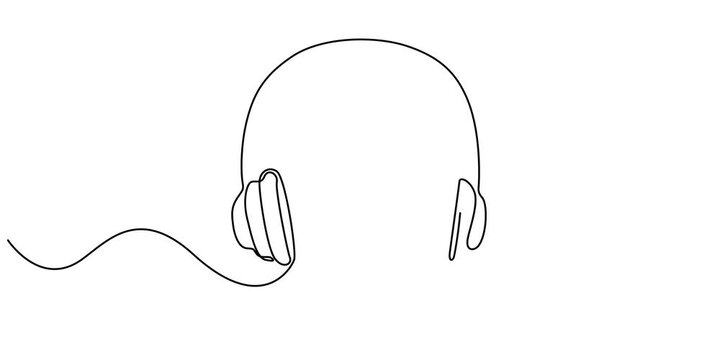 Animation of one line drawing of headphone with microphone customer service care equipment tools, Equipment as a helpdesk officer. Call center. International Customer Support. Full length animated.