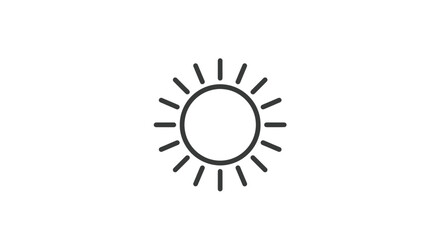 Fototapeta premium Simple sun icon with radiating lines representing light and warmth.
