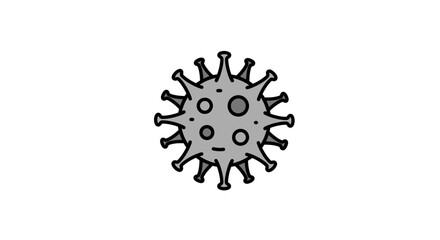Simple cartoon illustration of a grey virus or bacteria microorganism.
