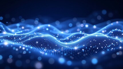 Abstract blue digital wave technology background for futuristic data visualization and innovation concept