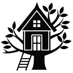 tree house Silhouette Icon Vector Art