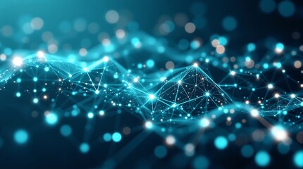 Abstract technology background with polygonal shapes and glowing dots for network connection use