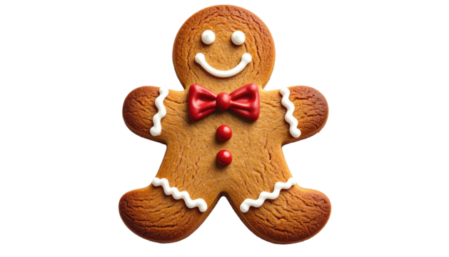 A festive gingerbread man cookie decorated for Christmas celebrations. - Powered by Adobe