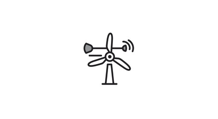 Anemometer and Wind Turbine Icon Representing Weather and Renewable Energy.