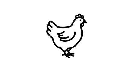 Simple black outline drawing of a chicken icon on a white background.