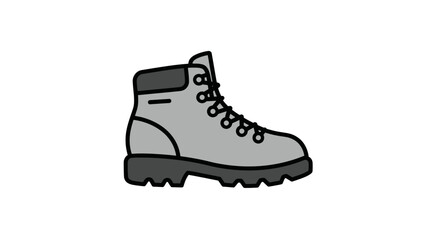 Grey hiking boot illustration for outdoor adventure and work.