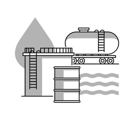 Oil storage and fuel transportation - Combination of tank, cistern and barrel.