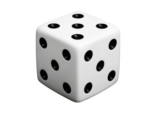 Single white die black background game chance luck, Isolated On Transparent Background, Png