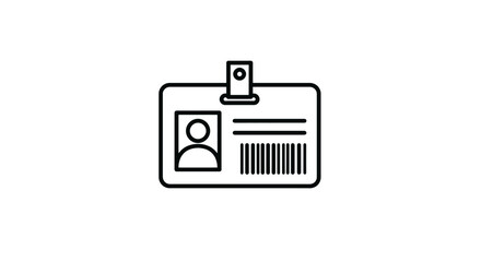 Identification card icon with photo placeholder and barcode.