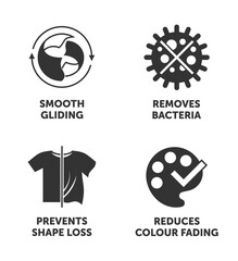 Washing machine properties icons set for labeling
