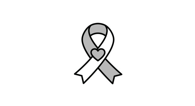Grey and white awareness ribbon with heart symbol for support and solidarity.