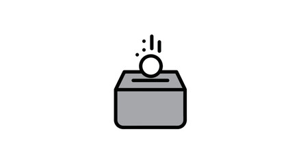 Obraz premium Simple icon of a donation box with a coin dropping in representing charity and giving.