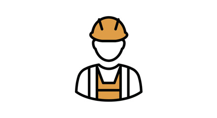 Obraz premium Construction worker icon with hard hat and safety vest.