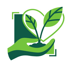 Eco sustainability concept with hand and plant