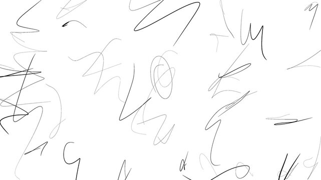 Abstract White Background with Black Scribbles - Ideal for Creative Designs. Minimalist white abstract background features random black scribbles, offering a versatile and artistic option.