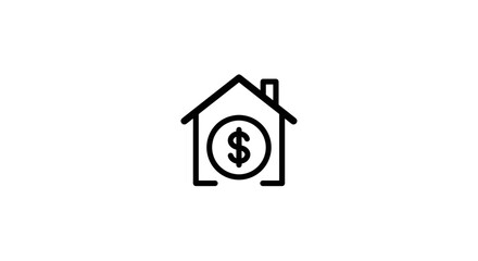 House with dollar sign icon representing real estate finance and property investment.