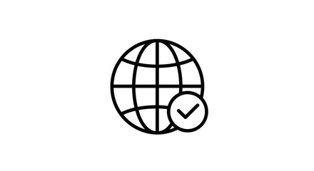 Global Network Verified Icon Representing Worldwide Internet Connection Success.