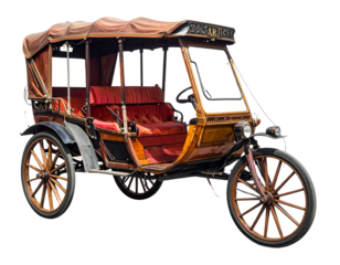 Modern Auto Rickshaw in Vibrant Yellow and Green, Street Perspective, Transparent PNG