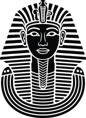 Iconic egyptian pharaoh tutankhamun mask silhouette with traditional headdress and beard silhouette