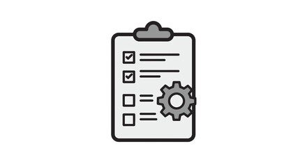Fototapeta premium Clipboard Checklist with Gear Icon for Task Management and Settings.