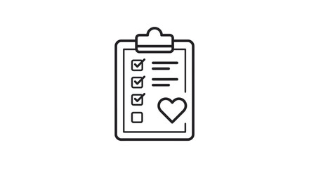 Health Checklist with Heart Icon on Clipboard.