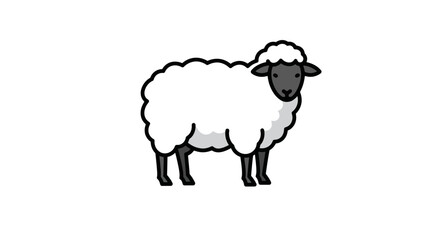 Cute cartoon sheep illustration with fluffy white wool and dark features.