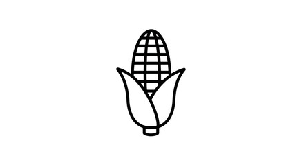 Simple black outline icon of a fresh ear of corn with husks.