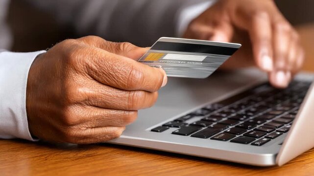 Using a credit card for online shopping at home in the afternoon