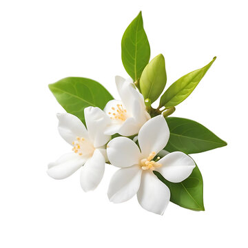 Beautiful Arabian Jasmine flower on transparent background.  blossom jasmine