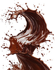 Dynamic dark chocolate liquid splash frozen in motion.