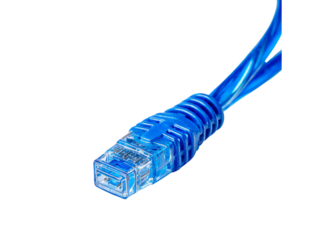Blue ethernet cable close up network connection technology, Isolated On Transparent Background, Png