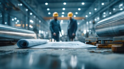 Obraz premium Industrial workers engaging with machinery in motion factory floor photo dynamic environment close-up perspective