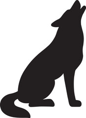a silhouette of a howling wolf