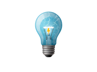 Blue lightbulb idea innovation energy electricity power, Isolated On Transparent Background, Png