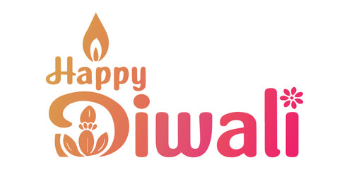 Vibrant happy diwali greeting with traditional diya and floral accents